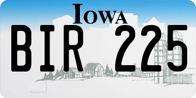 IA license plate BIR225
