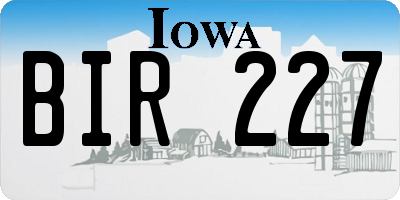 IA license plate BIR227