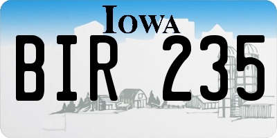 IA license plate BIR235