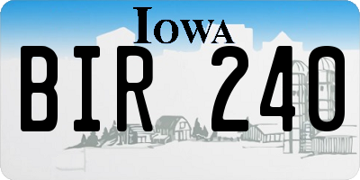 IA license plate BIR240