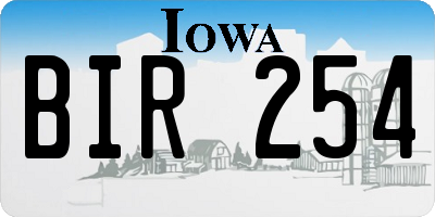 IA license plate BIR254