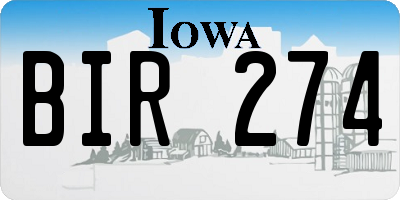 IA license plate BIR274