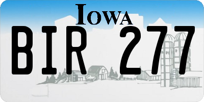 IA license plate BIR277