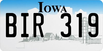 IA license plate BIR319