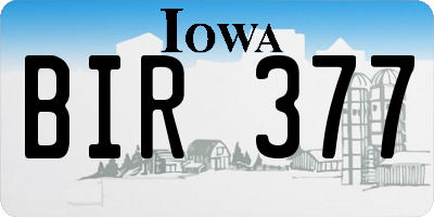 IA license plate BIR377
