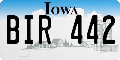 IA license plate BIR442