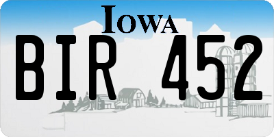 IA license plate BIR452