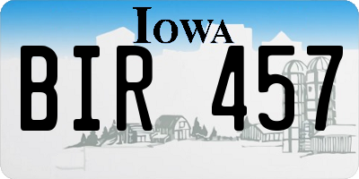 IA license plate BIR457