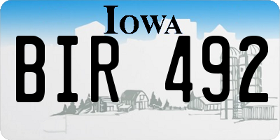IA license plate BIR492