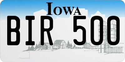 IA license plate BIR500