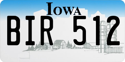 IA license plate BIR512