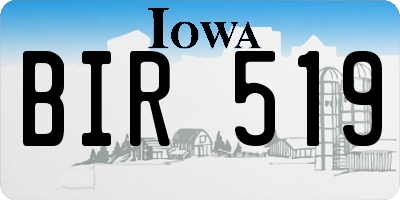 IA license plate BIR519