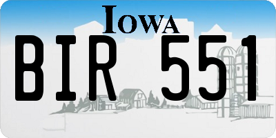 IA license plate BIR551