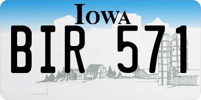 IA license plate BIR571