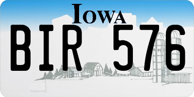 IA license plate BIR576
