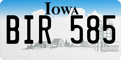 IA license plate BIR585