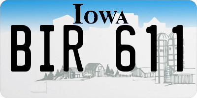 IA license plate BIR611