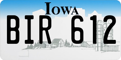 IA license plate BIR612