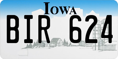 IA license plate BIR624
