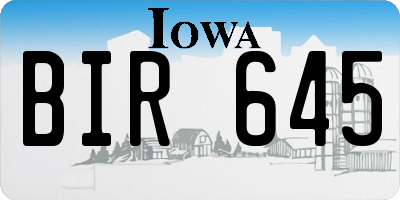 IA license plate BIR645