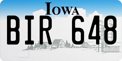 IA license plate BIR648