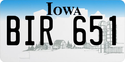 IA license plate BIR651