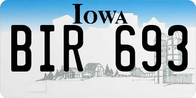 IA license plate BIR693