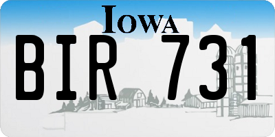 IA license plate BIR731