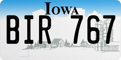 IA license plate BIR767