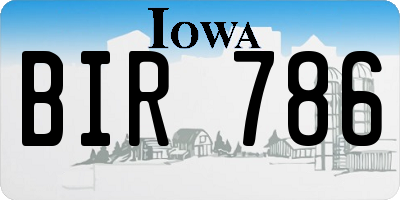IA license plate BIR786