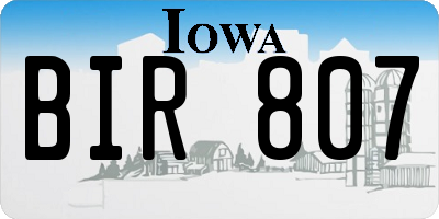 IA license plate BIR807