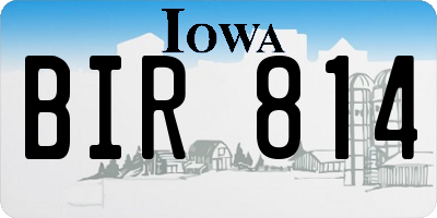 IA license plate BIR814