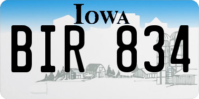 IA license plate BIR834