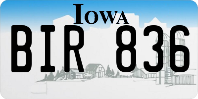 IA license plate BIR836