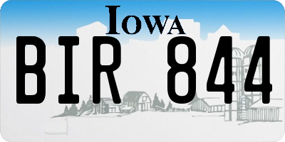 IA license plate BIR844