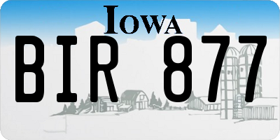 IA license plate BIR877