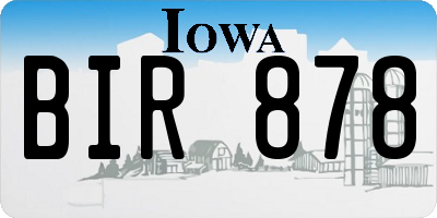 IA license plate BIR878