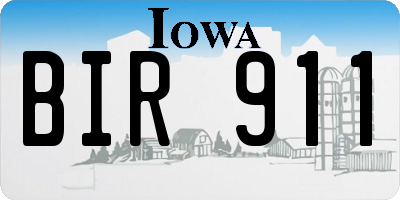 IA license plate BIR911
