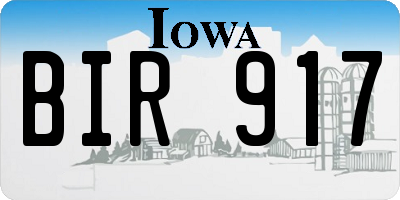 IA license plate BIR917