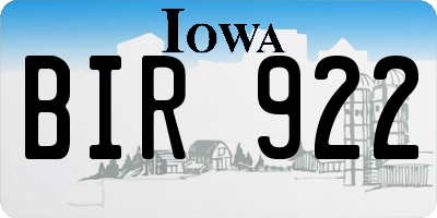IA license plate BIR922