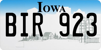 IA license plate BIR923