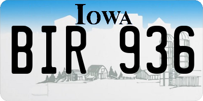 IA license plate BIR936