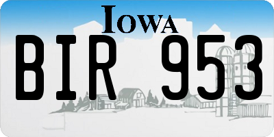 IA license plate BIR953