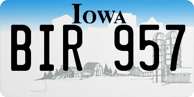 IA license plate BIR957