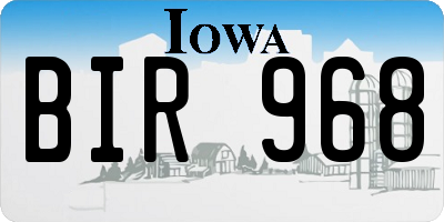 IA license plate BIR968