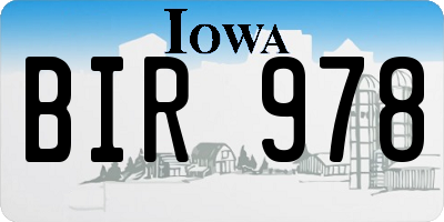 IA license plate BIR978