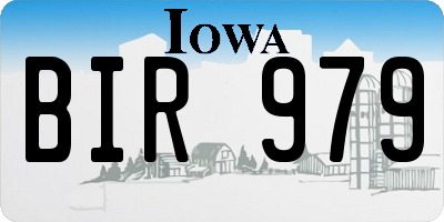 IA license plate BIR979