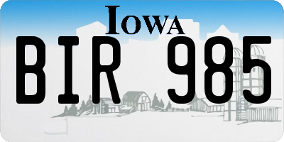 IA license plate BIR985