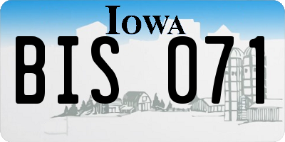 IA license plate BIS071
