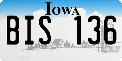 IA license plate BIS136